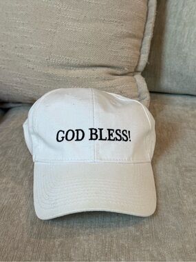 White "GOD BLESS!" Embroidered Baseball Cap